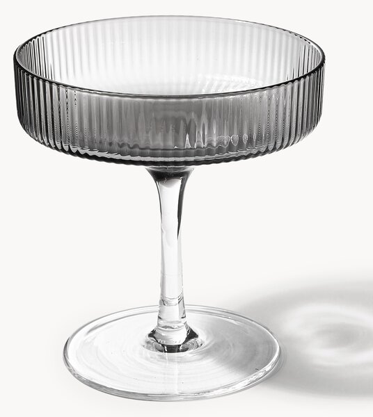 Set di 2 coppe da champagne in vetro soffiato con scanalatura in rilievo Ripple