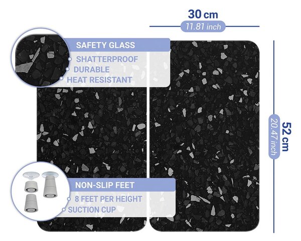 Set di 2 copri stufe in vetro nero Universal - Wenko
