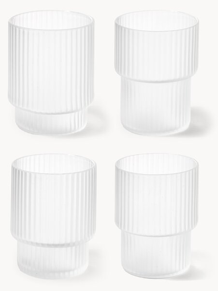 Set di 4 bicchieri per acqua in vetro soffiato millerighe Ripple, 60 ml