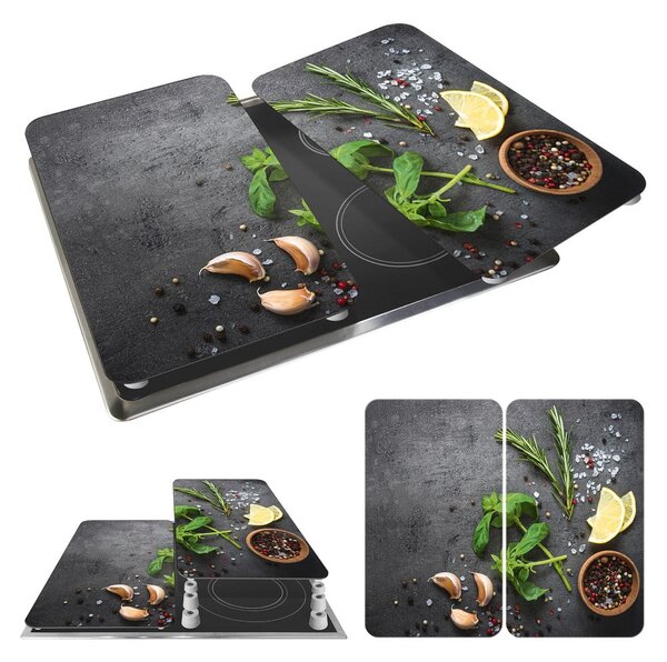 Set di 2 copri stufe in vetro grigio Herbs Universal - Wenko