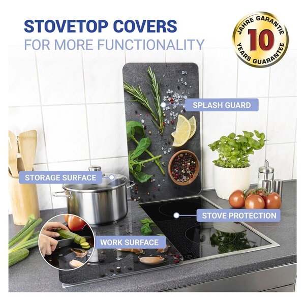 Set di 2 copri stufe in vetro grigio Herbs Universal - Wenko
