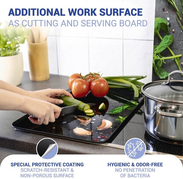 Set di 2 copri stufe in vetro grigio Herbs Universal - Wenko