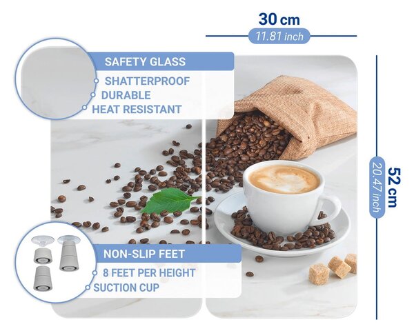 Coperchi per stufe in vetro temperato in set da 2 52x30 cm Café Aromatica - Maximex