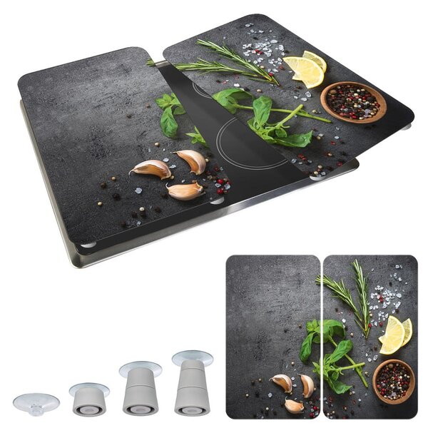 Set di 2 copri stufe in vetro grigio Herbs Universal - Wenko