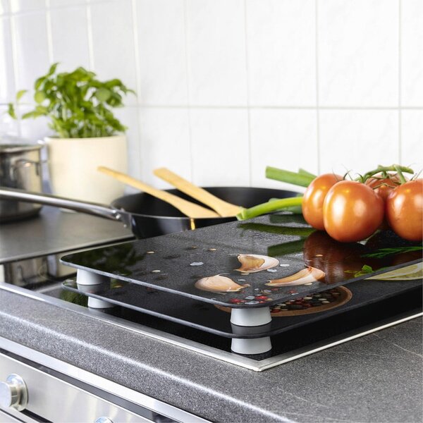 Set di 2 copri stufe in vetro grigio Herbs Universal - Wenko