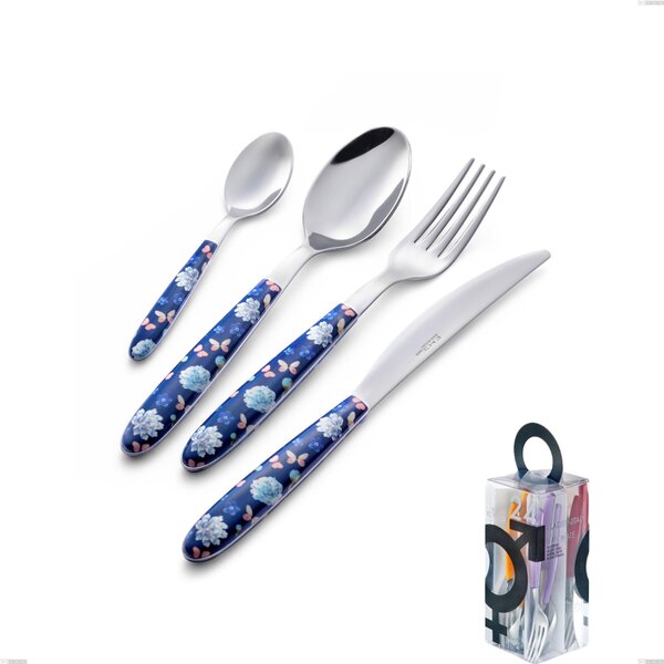 Confezione You&Me 24 pezzi posate vero garden, acciaio 18.0 nickel free, manicatura pbt sublimato acciaio lucido
