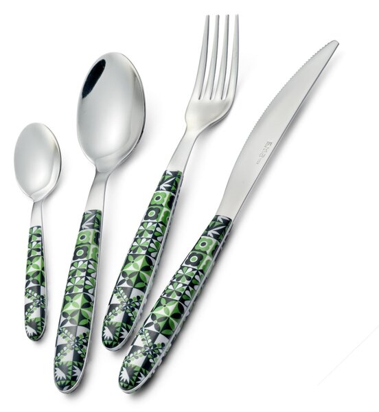 Confezione vetrina 6 pezzi forchette dolce vero icon, acciaio 18.0 nickel free, manicatura pbt sublimato acciaio lucido