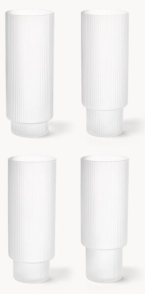 Set di 4 bicchieri da long drink in vetro soffiato millerighe Ripple