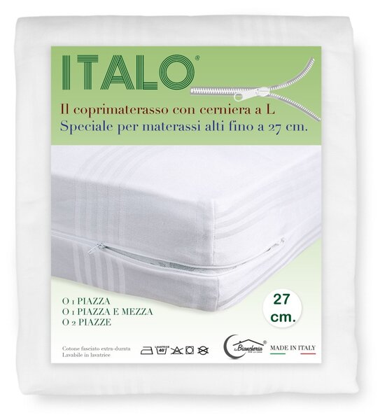 COPRIMATERASSO ITALO a sacco CON CERNIERA ZIP A L altezza cm. 27 per  materassi alti 1 PIAZZA