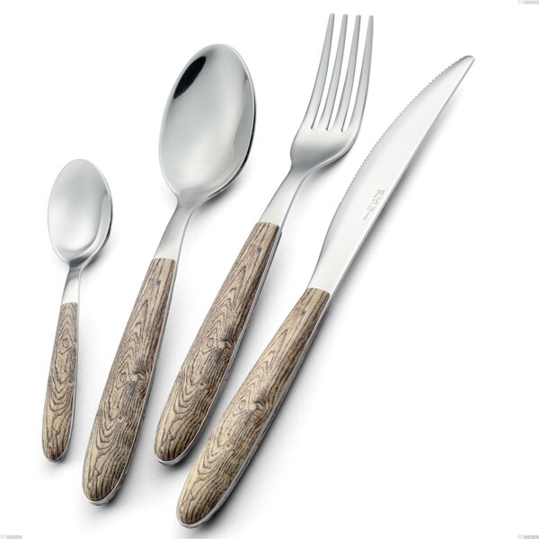 Forchetta dolce vero larice, acciaio 18.0 nickel free, manicatura pbt sublimato acciaio lucido, lunghezza 150 mm