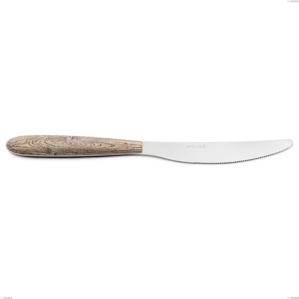 Coltello tavola vero larice, acciaio 18.0 nickel free, manicatura pbt sublimato acciaio lucido, lunghezza 220 mm