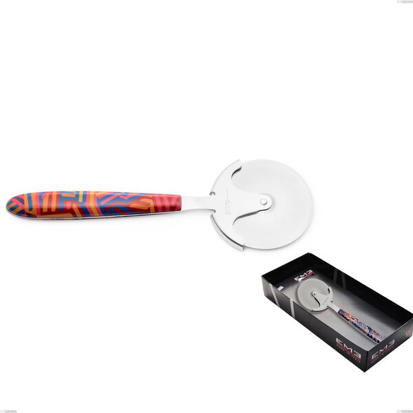 Confezione vetrina rotella tagliapizza vero linear, acciaio 18.0 nickel free, manicatura pbt sublimato acciaio lucido