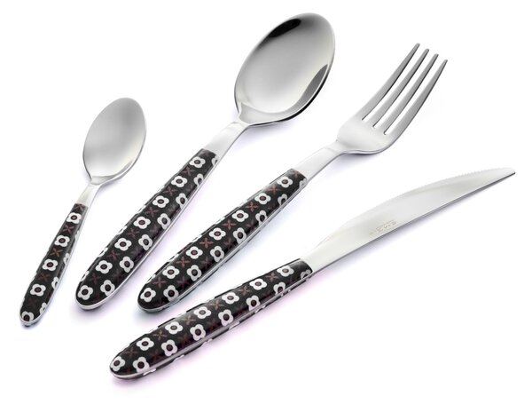 Confezione vetrina 24 pezzi Vero Manhattan, Inox 18/C (AISI430), manico in nylon Nero adatto alla lavastoviglie