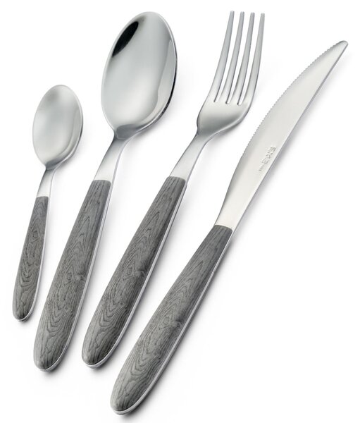 Confezione vetrina rotella tagliapizza vero olmo grigio, acciaio 18.0 nickel free, manicatura pbt sublimato acciaio lucido