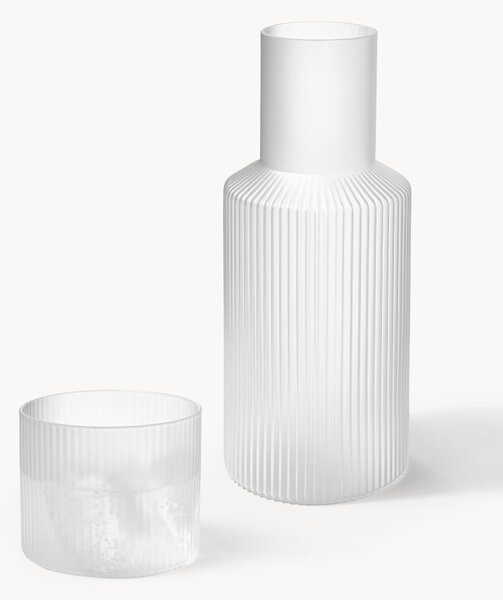 Set caraffa piccola e bicchiere in vetro soffiato Ripple, set da 2