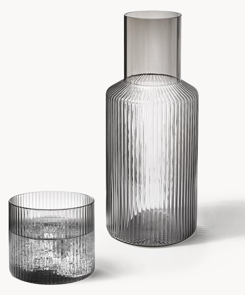 Set caraffa piccola e bicchiere in vetro soffiato Ripple, set da 2
