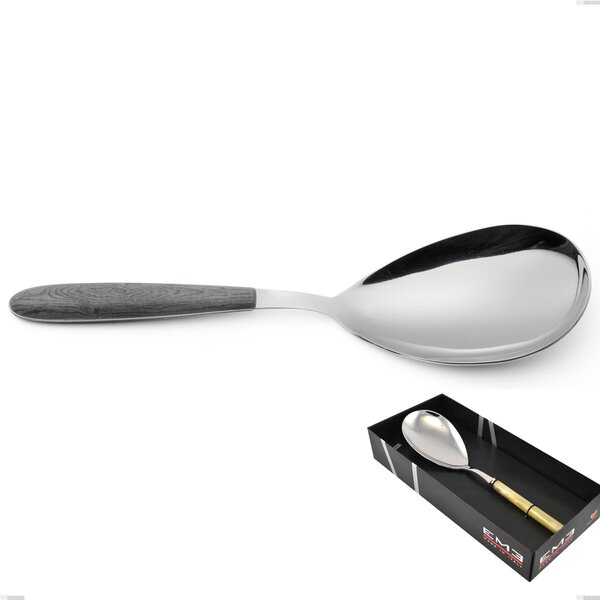 Confezione vetrina 1 pezzo pala riso vero olmo grigio, acciaio 18.0 nickel free, manicatura pbt sublimato acciaio lucido
