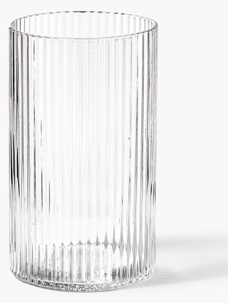 Set di 4 bicchieri piccoli da long drink in vetro soffiato con scanalatura in rilievo Ripple