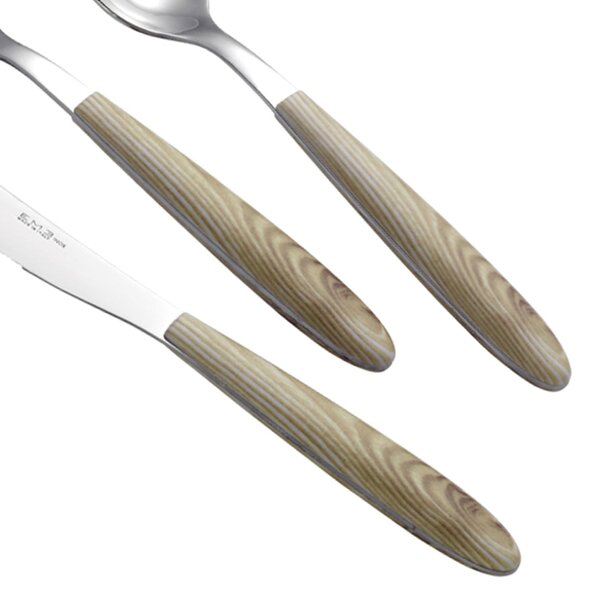 Set posate Colorate 4 pezzi VERO ROVERE SBIANCATO 1 Coltello 1 Forchetta 1 Cucchiaio 1 Cucchiano caffe