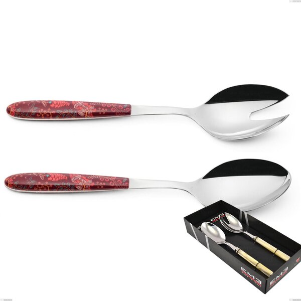 Confezione vetrina 2 pezzi insalata vero samarcanda, acciaio 18.0 nickel free, manicatura pbt sublimato acciaio lucido