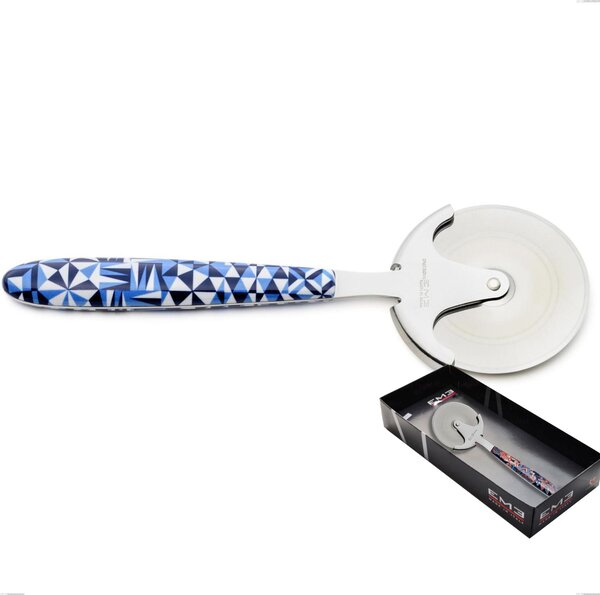 Confezione vetrina rotella tagliapizza vero triangle, acciaio 18.0 nickel free, manicatura pbt sublimato acciaio lucido