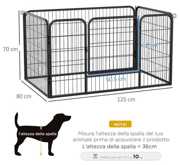 Outsunny - Recinto per cuccioli - Recinzione per animali - dimensioni: 125x80x70