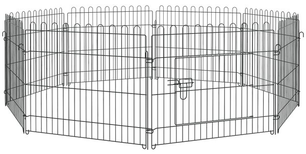 PawHut Recinto per Cani per Animali Gatti Cani Cuccioli Gabbia in Acciaio Diametro 158 x 61cm Nero|Aosom