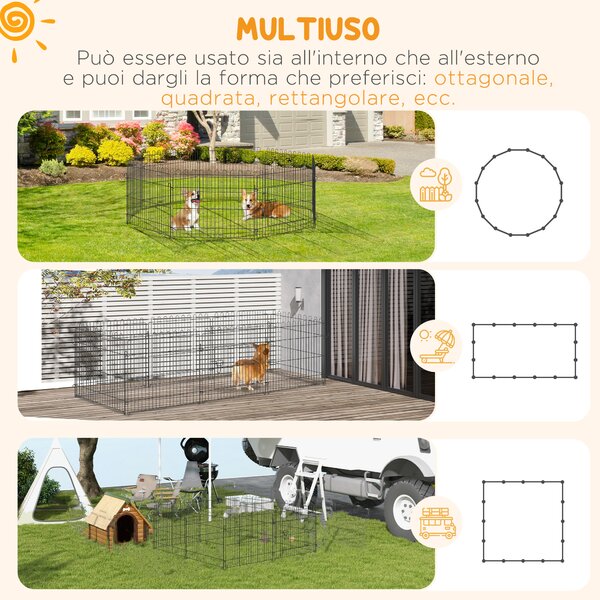 PawHut Recinto per Cani per Animali Gatti Cani Cuccioli Gabbia in Acciaio Diametro 158 x 61cm Nero|Aosom