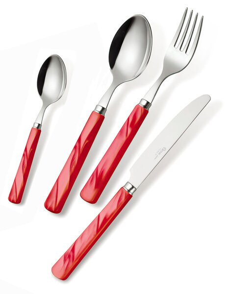 Coltello da tavola PERLA ROSSO 18.10 (AISI 304) manico perlato lavabili in lavastoviglie Rosso