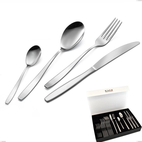 Set di posate 24 pezzi Wind in confezione panoramica a libro coltello economico, Acciaio 18/0 Acciaio 18/0 Nichel Free, spessore 2 mm mm