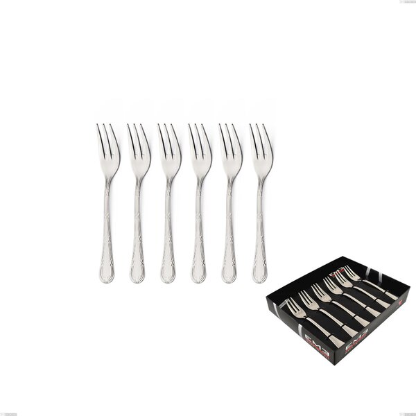 Confezione vetrina 6 pezzi forchettine dolce Luigi XVI, Acciaio Inox 18.10 (AISI304), spessore 3.00 mm