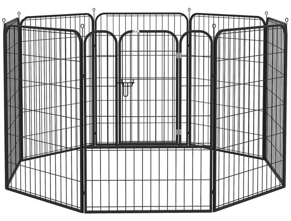 PawHut Recinto per Cani e per Cuccioli, Recinto Modulare per Cani da Interno ed Esterno in Metallo e Acciaio 8 Pannelli 79x100cm|Aosom