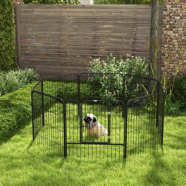PawHut Recinto per Cani e per Cuccioli, Recinto Modulare per Cani da Interno ed Esterno in Metallo e Acciaio 8 Pannelli 79x79cm|Aosom