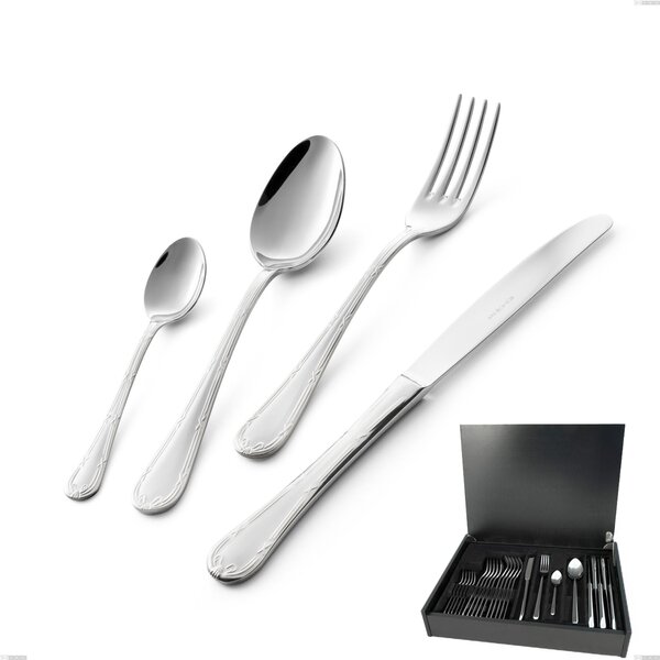 Servizio di posate 24 pezzi in astuccio di legno Luigi XVI, Acciaio Inox 18.10 (AISI304), spessore 3.00 mm