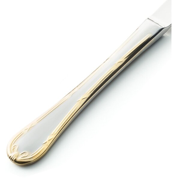 Coltello da tavola LUIGI XVI ORO in acciaio 18.10 AISI304 3 mm, Lunghezza 235 mm manico in acciaio lavabili in lavastoviglie