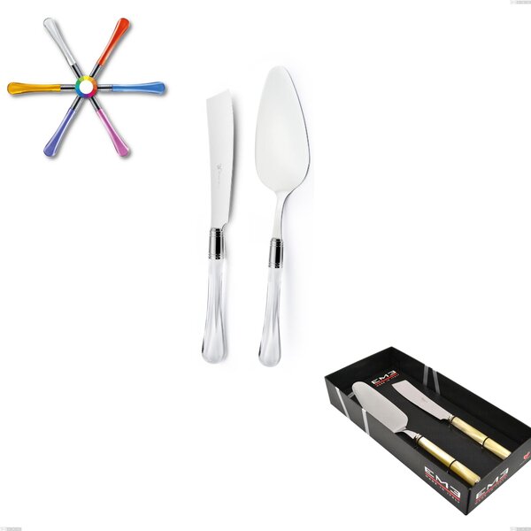 Confezione vetrina 2 pezzi,paletta pi� coltello dolce da servizio Zaffiro, (acciaio 18.10 aisi304), manico in metacrilato