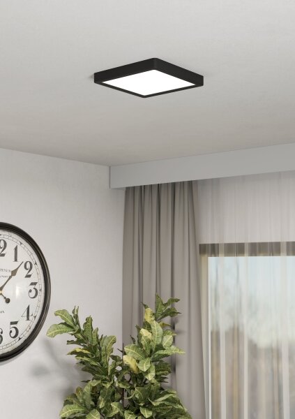 Eglo 901374-LED RGBW Plafoniera dimmerabile fumé FUEVA-Z LED/10,5W/230V 22x22cm IP44 nero
