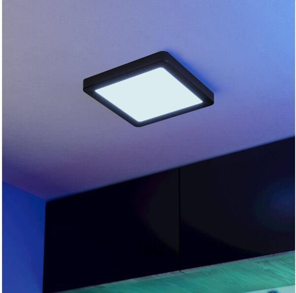 Eglo 901374-LED RGBW Plafoniera dimmerabile fumé FUEVA-Z LED/10,5W/230V 22x22cm IP44 nero