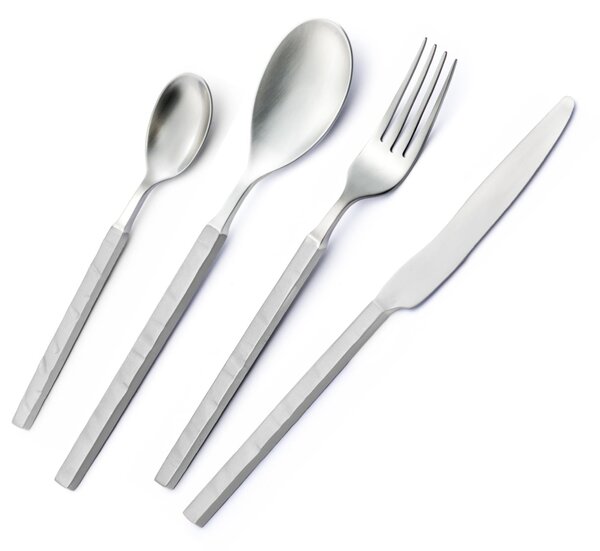 Set di posate 75 pezzi Zeus ICE in confezione regalo , Acciaio 18/10 forgiato martellato sabbiato, spessore 4 mm, forgiato