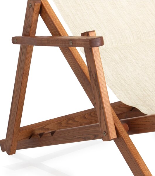 Sdraio reclinabile e chiudibile con braccioli e Telo di Nylon AFRODITE 120x73x94h cm -peso 9,3 kg quattro posizioni in legno di Noce e telo in PVC