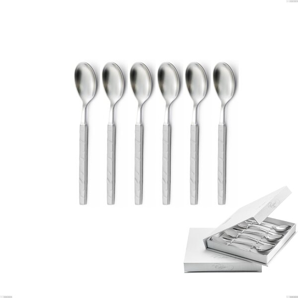 Confezione a libro 6 pezzi cucchiaini caff� Zeus ICE , Acciaio 18/10 forgiato martellato sabbiato, spessore 4 mm, forgiato