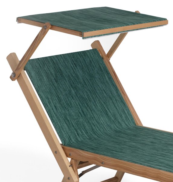 Lettino prendisole allungabile APOLLO con Parasole Orientabile Dimensioni 75x180x104 cm - Portata Max 150 Kgtelo Filato Di Nylon Bianco Telaio di Frassino Tinto frassino naturale