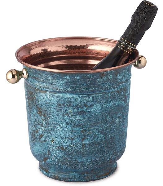 Secchiello Porta ghiaccio in Rame Verde Pompei � 20xh 21 cm prodotto artigianalmente In Italia