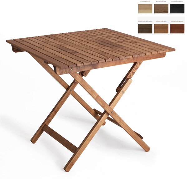 Tavolo pieghevole in legno di frassino tinto in varie colorazioni ZEUS-ES Apertura facilitata Dimensioni 81x84xh74 cm -peso 11,5 kg legno di frassino tinto