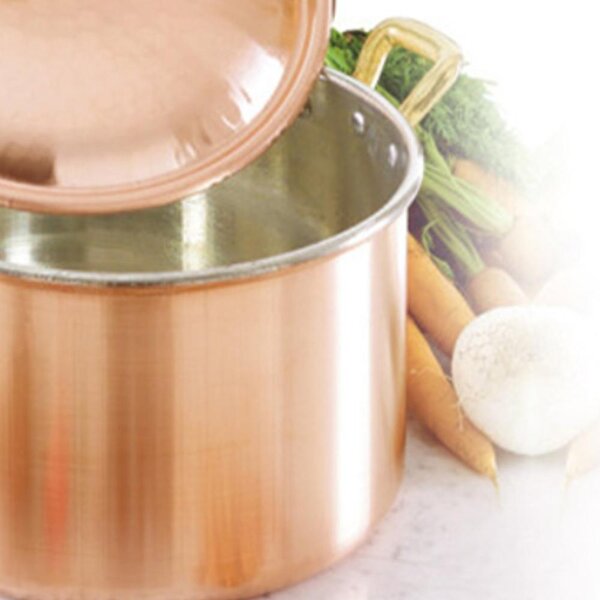 Casseruola Alta 2 manici � 16 cm realizzata in rame massiccio liscio stagnato a mano Linea Traditional