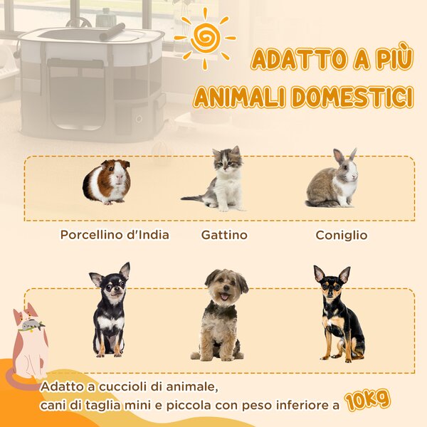 PawHut Box per Animali con 7 Finestre, 3 Porte e 2 Borse Portaoggetti, in Poliestere e Acciaio, 84x64x53 cm|Aosom