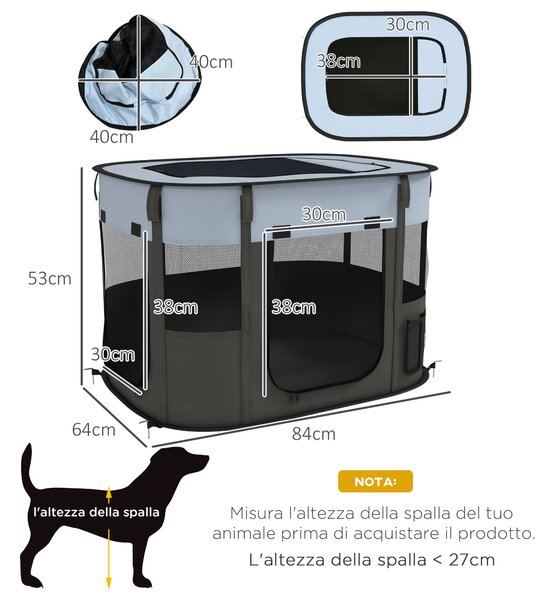 PawHut Box per Animali con 7 Finestre, 3 Porte e 2 Borse Portaoggetti, in Poliestere e Acciaio, 84x64x53 cm|Aosom
