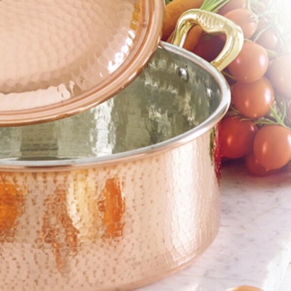 Casseruola Media 2 manici � 24 cm - h11 cm - 4.9 lt in rame Martellato Stagnato linea Luxury Line