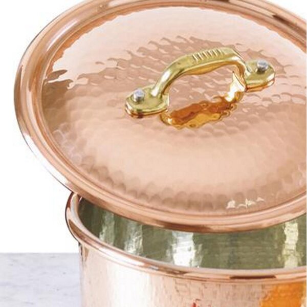 Casseruola Alta 1 manico � 16xh10 cm - 2.0 lt in rame Martellato Stagnato linea Luxury Line