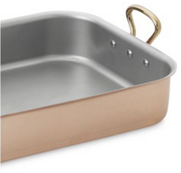 Rostiera Rettangolare senza Coperchio 40x30xh10 cm in rame massiccio 5 mm linea Luxury Line